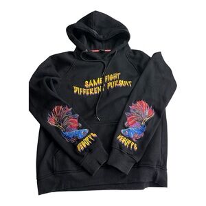 Embroiled Beta Fighting Fish “Same Fight Different Pursuit” Women’s Hoodie Sz L